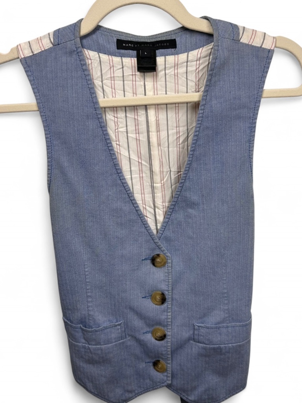 Marc By Marc Jacobs Light Blue Button Front Vest
